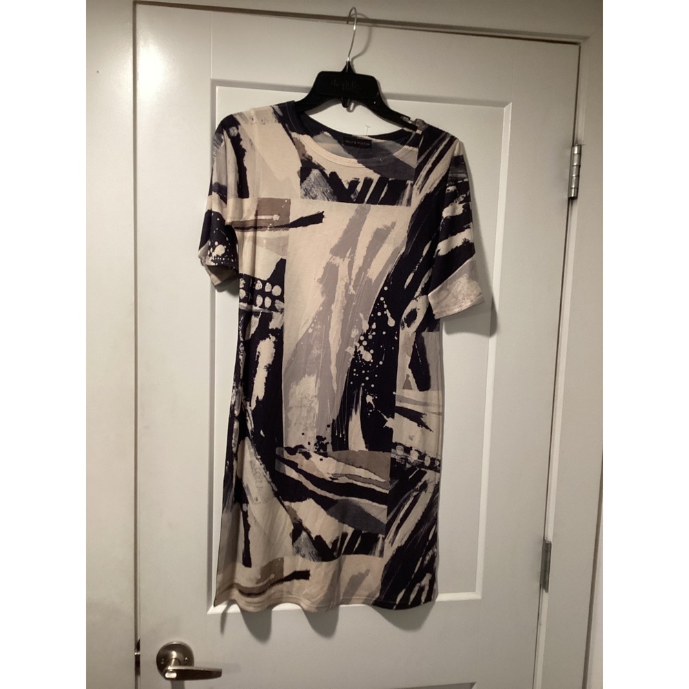 Nally & Millie Abstract Brushstroke Print Shift Dress XS Short Sleeve N12-903